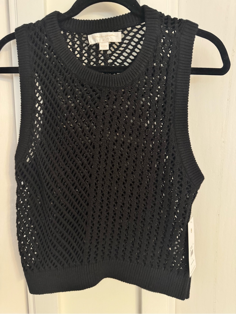 Spiritual Gangster Black Open-Knit Sleeveless Tank - Picture 3 of 6